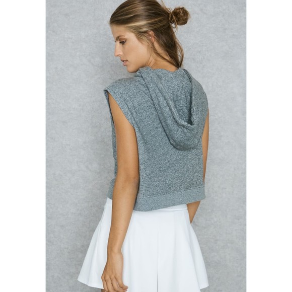 NWOT Ivy Park Women Sleeveless Cropped Logo Hoodie Grey Size XS Drawcord - Picture 5 of 12